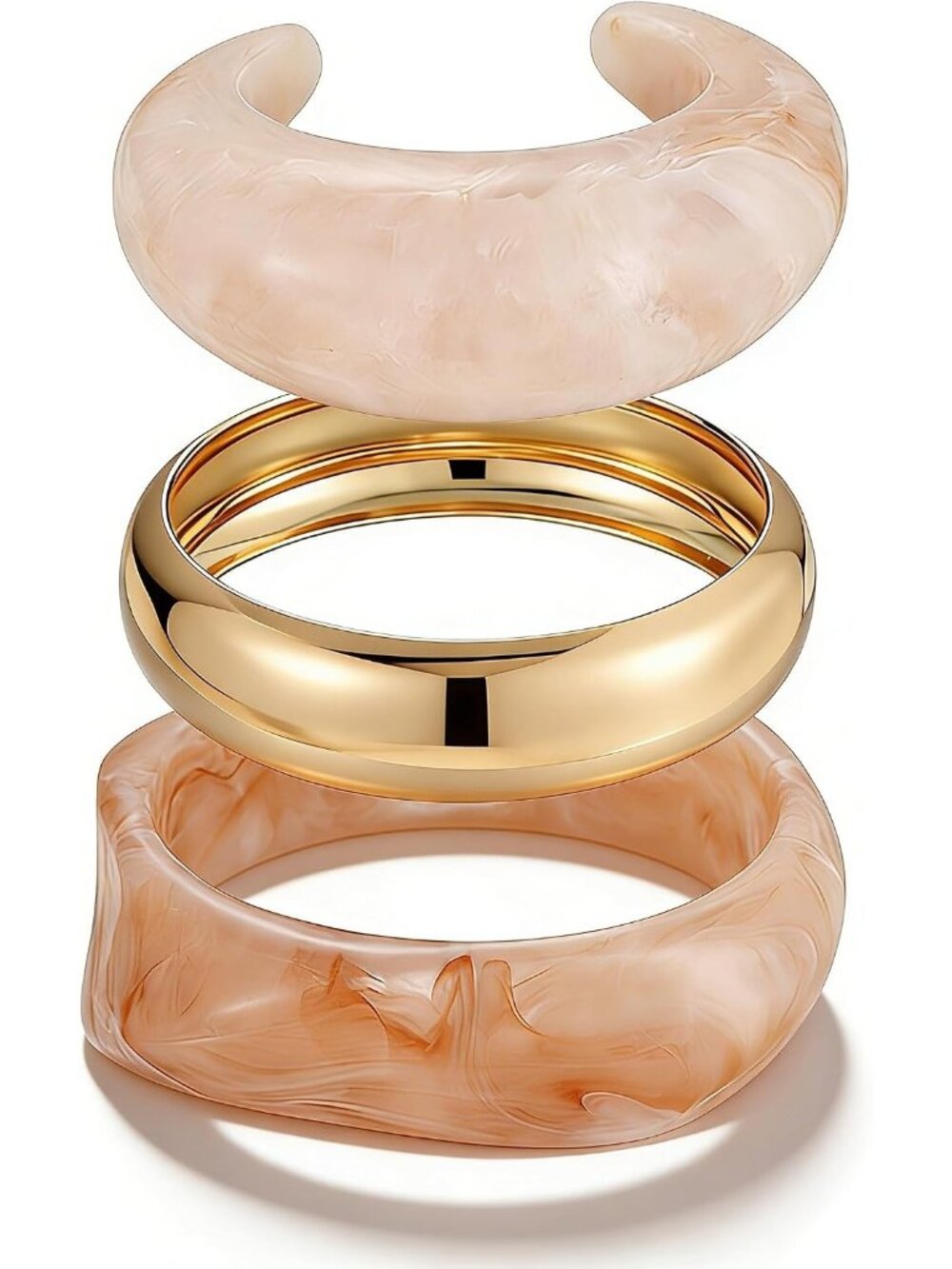 Women's Light Pink Chunky Colorful Resin Acrylic Bangles Set Jewelry Bracelet